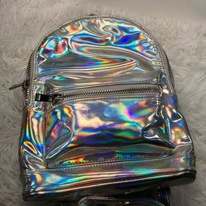 Silver Hologram holographic mini backpack